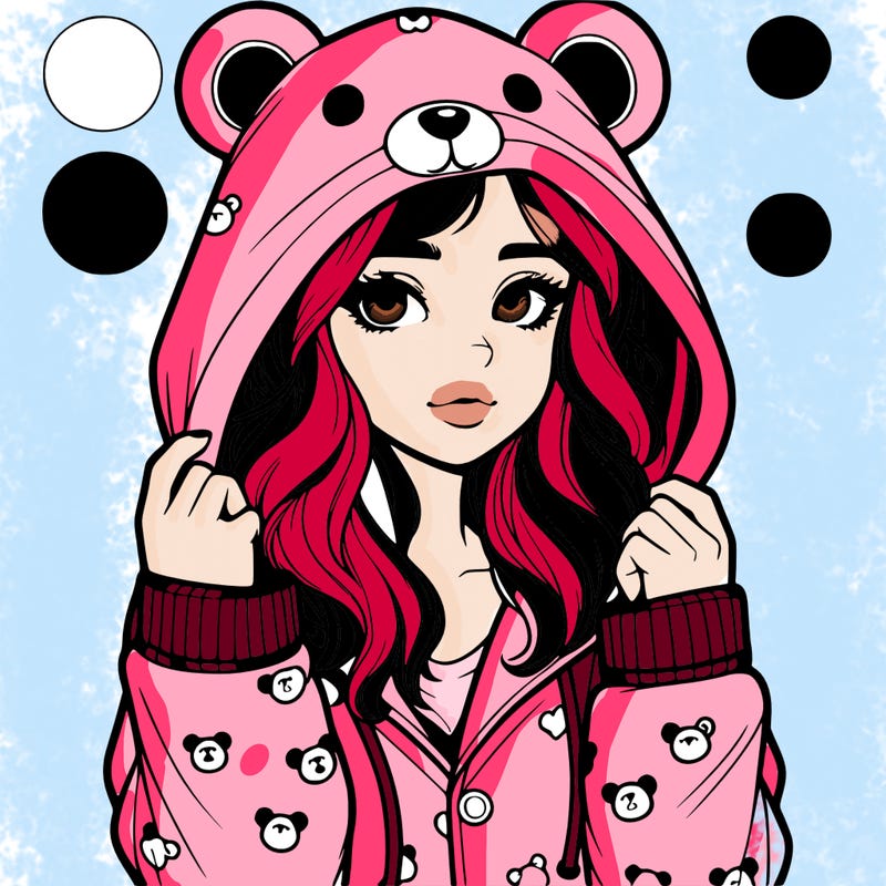 realistic girl in a animal pjs hoodie