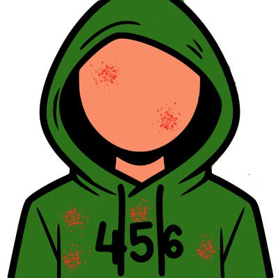a person with non face waering a hoodie with a 456 symbol