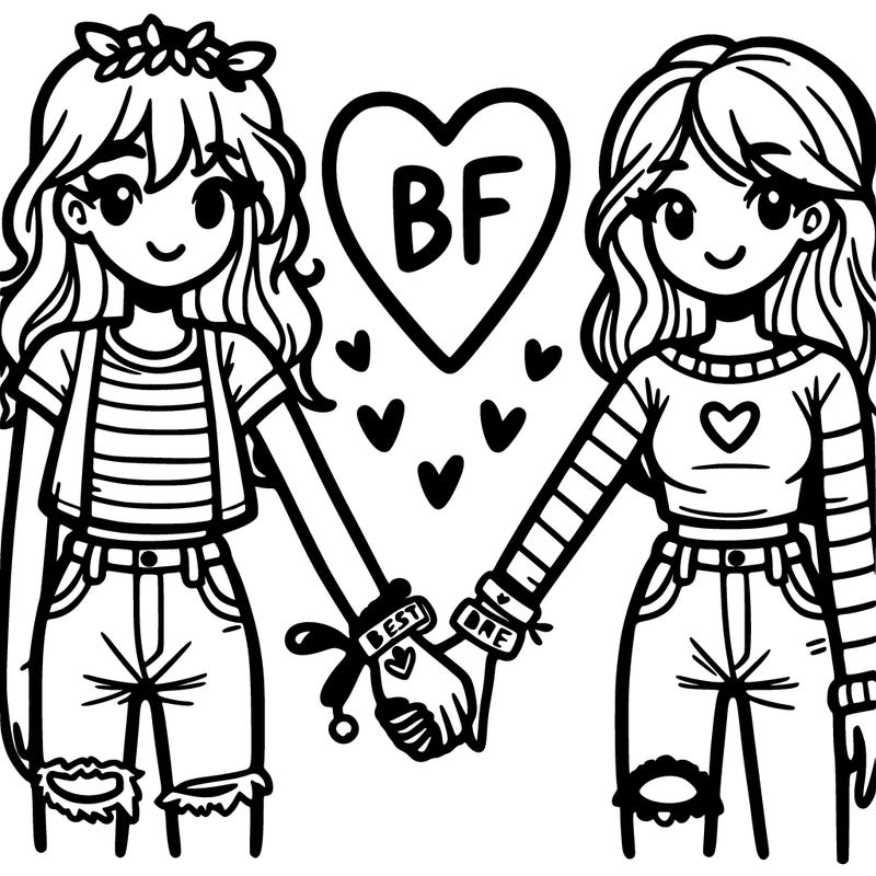 best friends holding hands with a heart bff bracelet