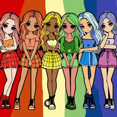 a group of girls realistic