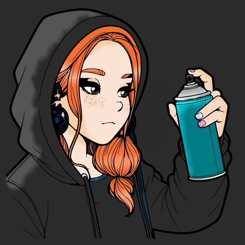 a realistic girl, spray painting