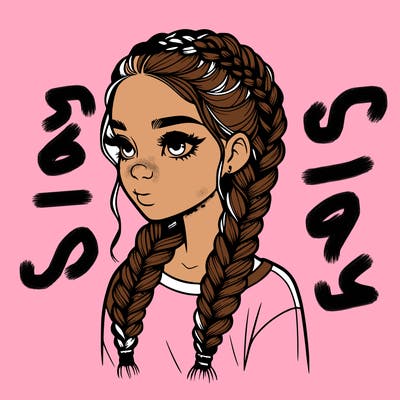 realistic girl with braids