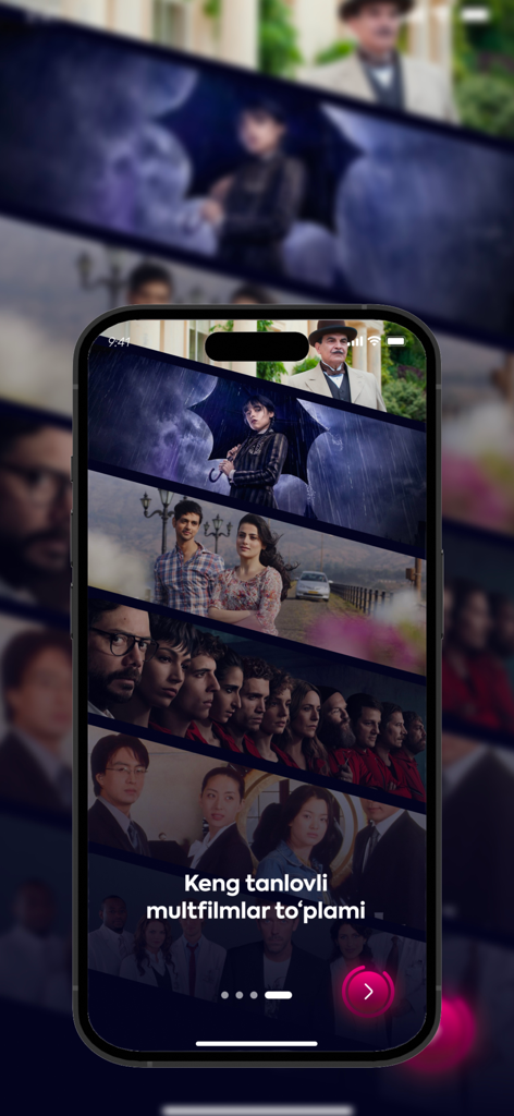 Riya Play - Mobile screen of Riya Play app displaying a curated collection of movies and TV series