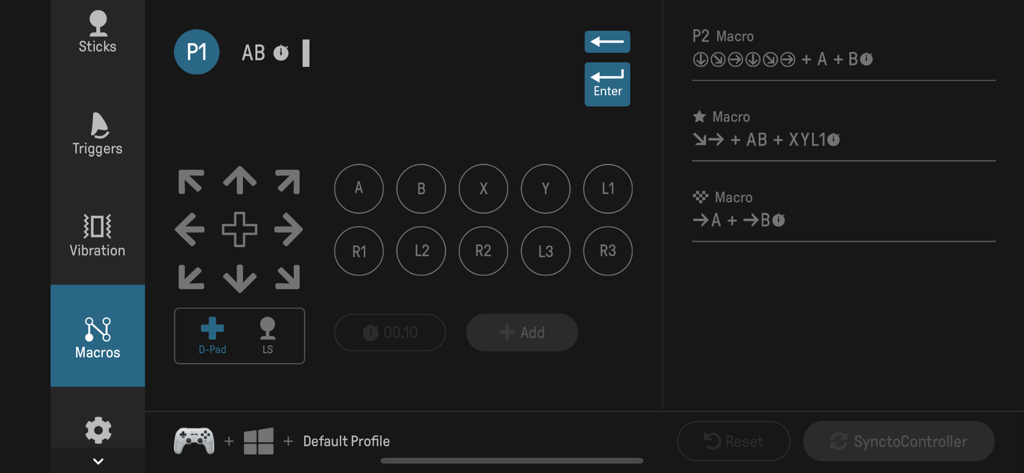 8BitDo Ultimate Software - Interface para configurar macros personalizadas de controle no aplicativo Software Ultimate 8BitDo