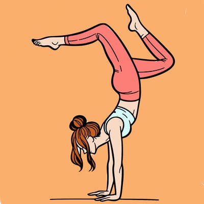 a woman doing a handstand