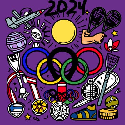 olympics games logo with medals and sports