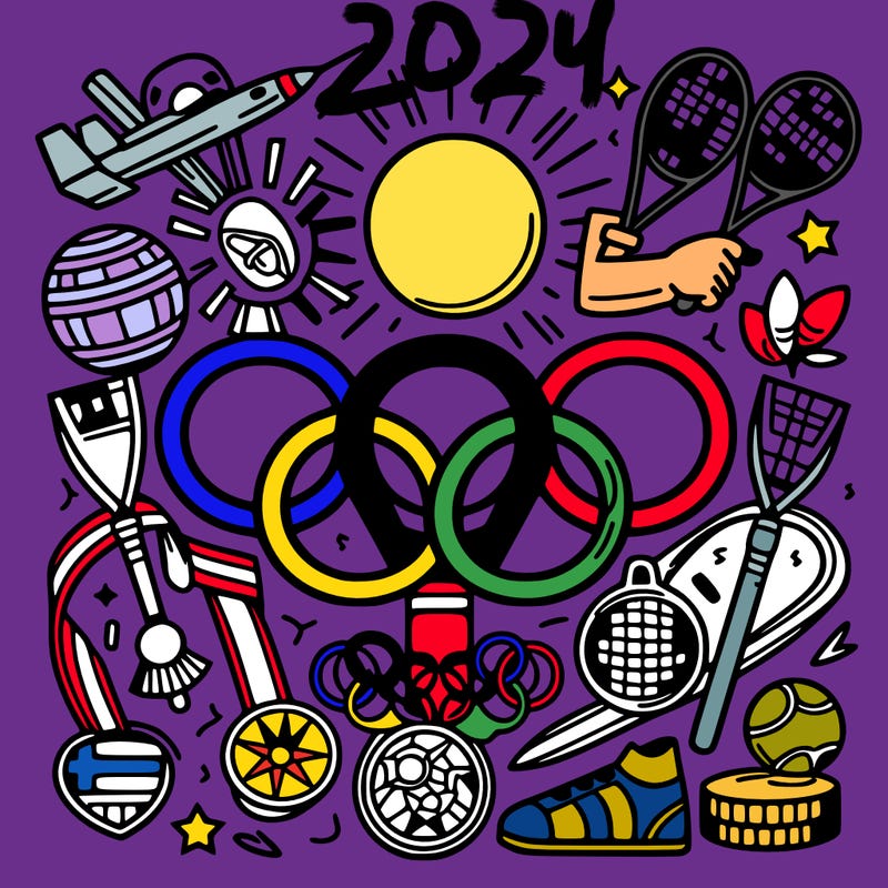 olympics games logo with medals and sports