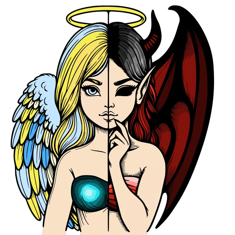 realistic angel half demon