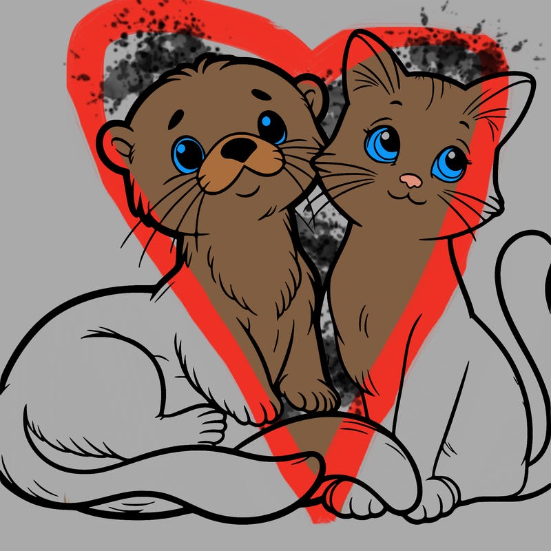 otter and cat