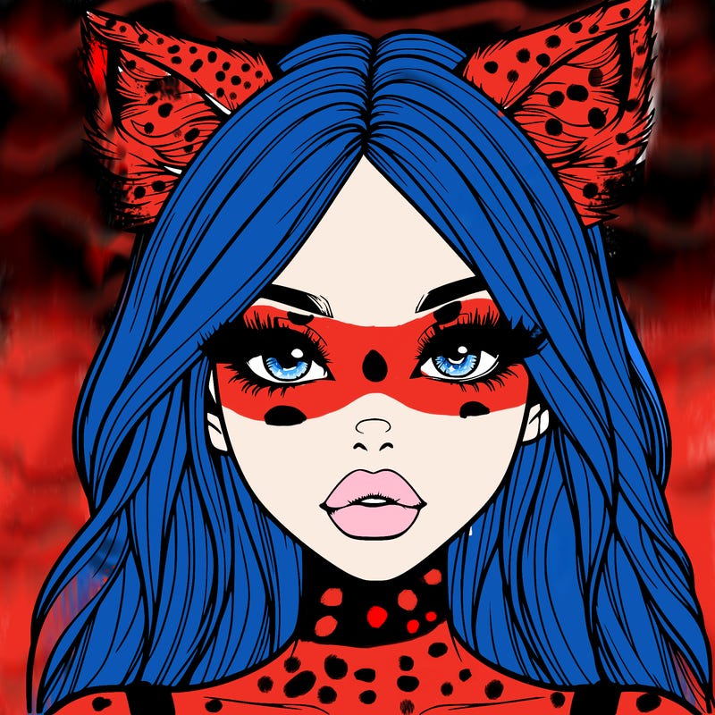 realistic girl with fox ears and realistic lips