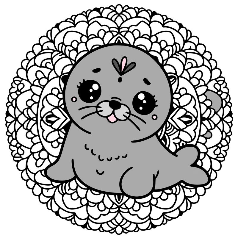 a cute baby seal mandala