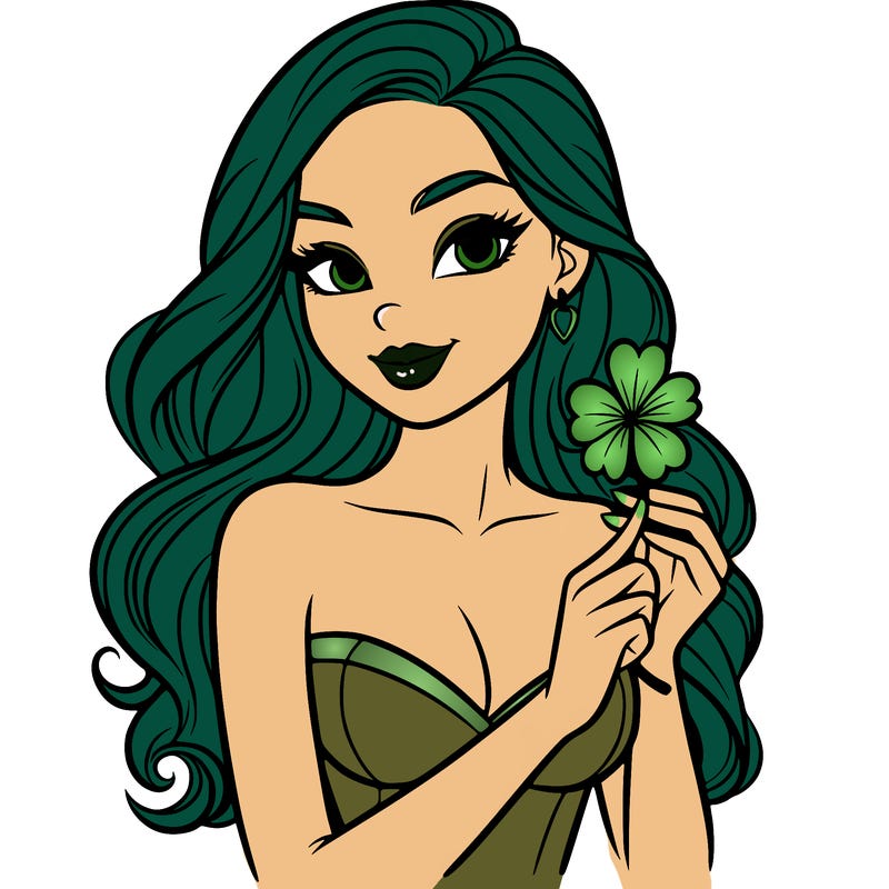 beautiful woman  carrying a clover
