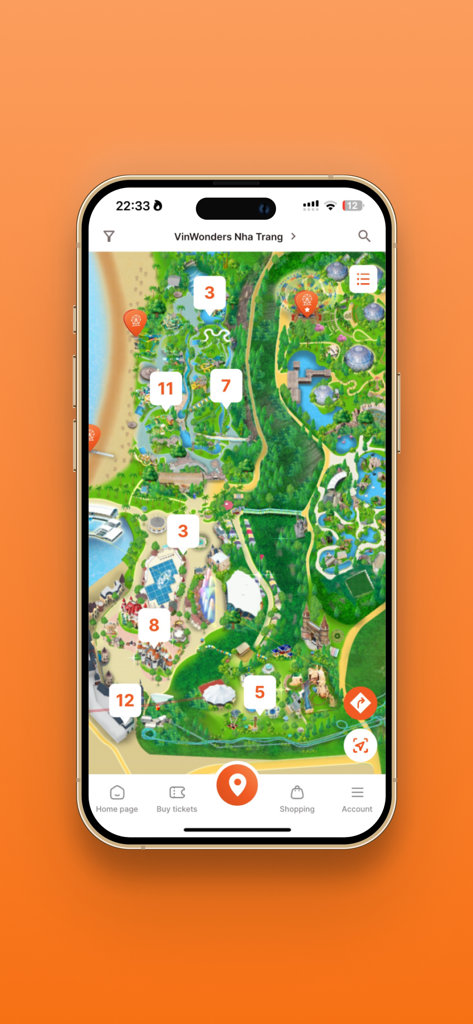 VinWonders - Interactive map of VinWonders Nha Trang theme park in the mobile app
