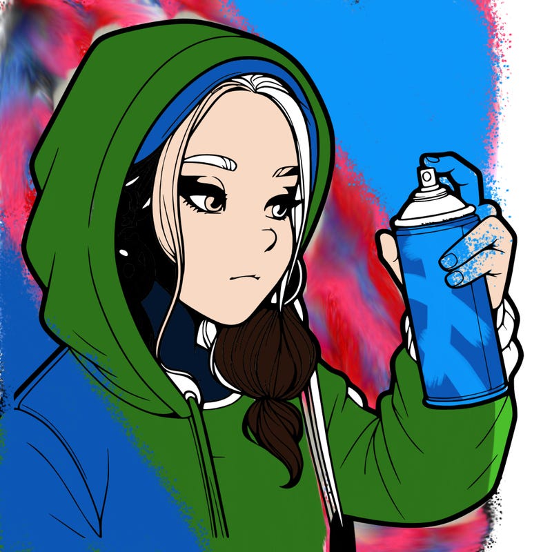 a realistic girl, spray painting