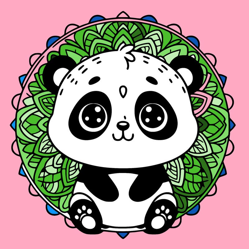 cute baby panda animal mandala