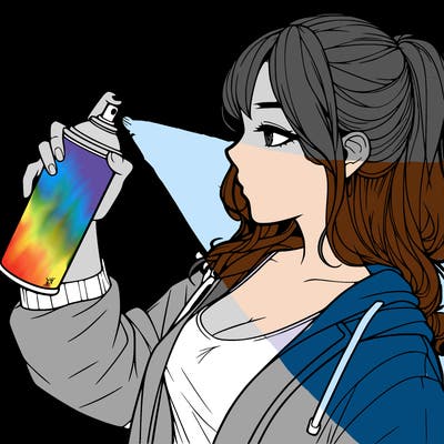 a realistic girl spray, painting