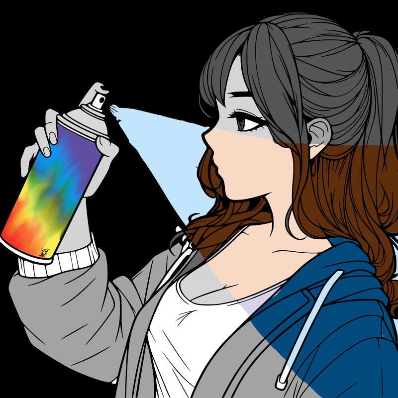 a realistic girl spray, painting