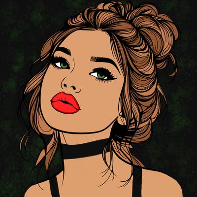 realistic girl with lips and hair up
