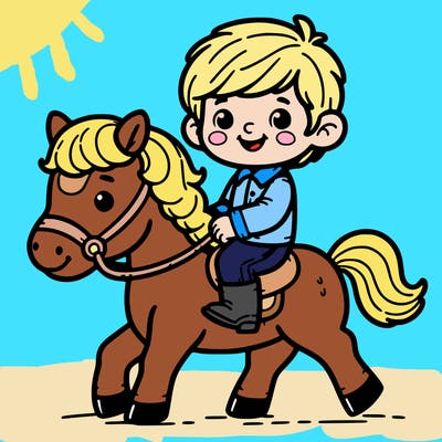 little kid riding a horse