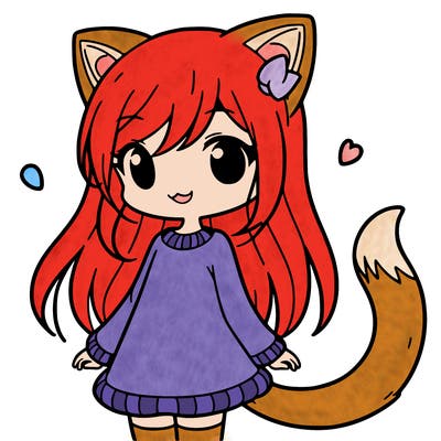 girl with cat ears and tail