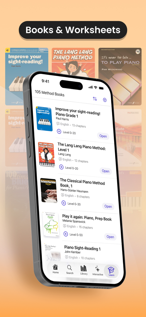 Learn Piano – OKTAV - A list of piano method books and worksheets in the OKTAV learning app