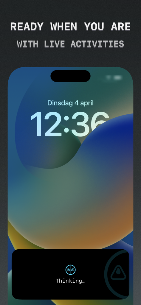 Petey - AI Chat - Petey AI Chat app live activity widget on an iPhone lock screen showing the assistant is thinking.