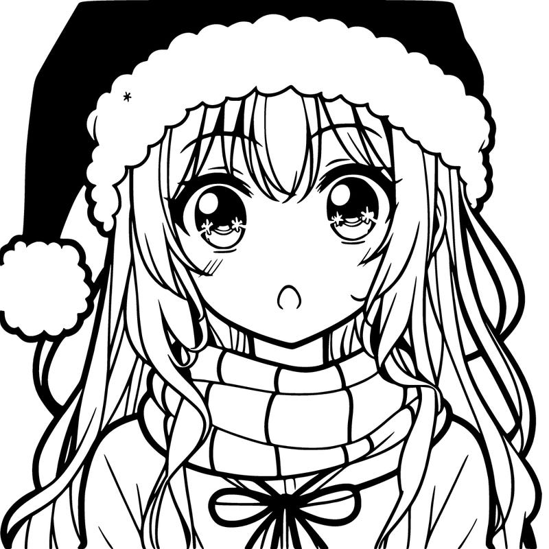 anime girl with santa hat