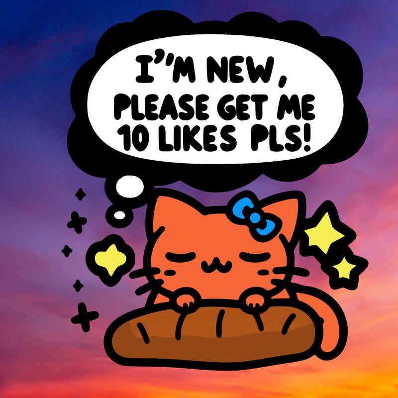 kitty taking a nap dream talking and saying "i'm new, please get me at least 10 likes pls!!"