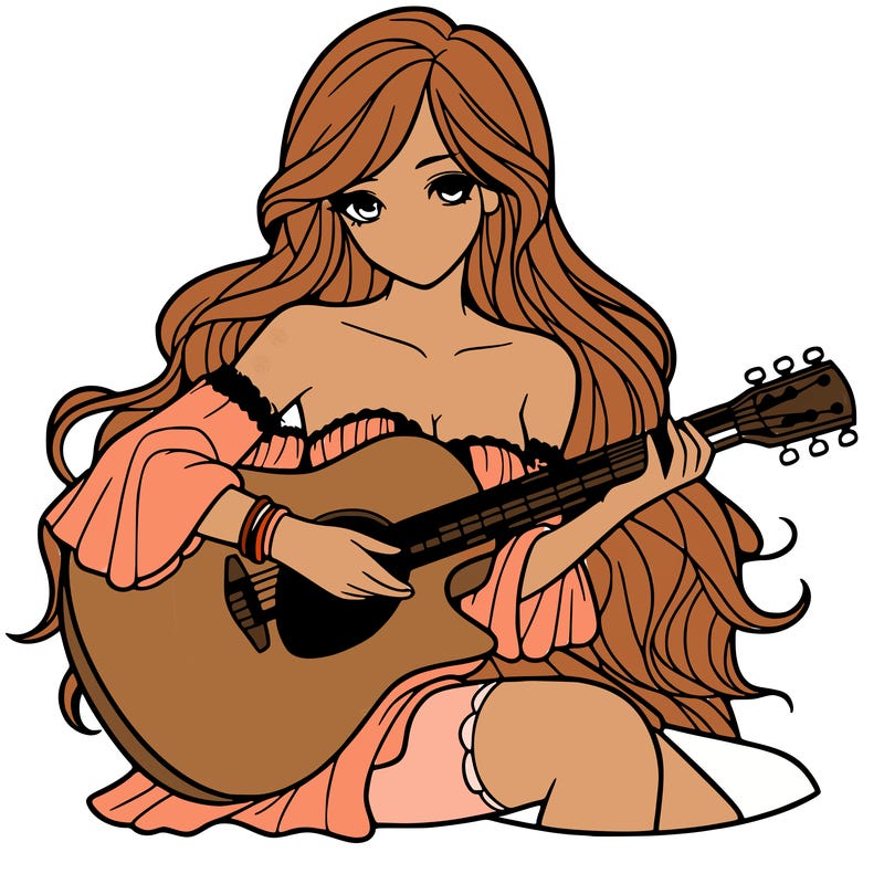beautiful girl playing the guitar