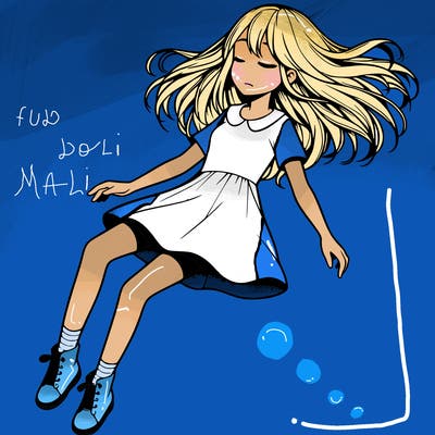 realistic girl floating