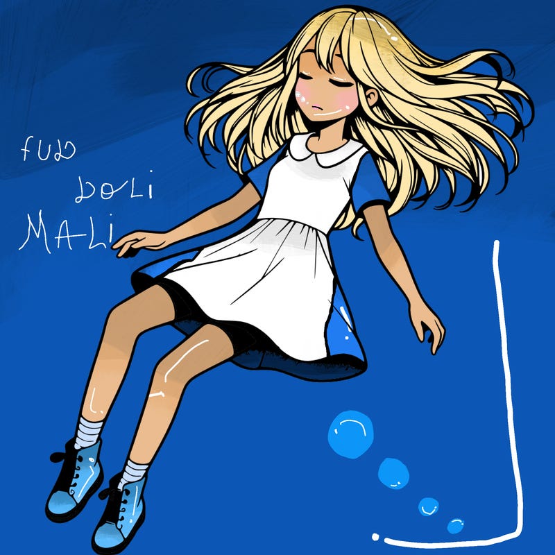 realistic girl floating