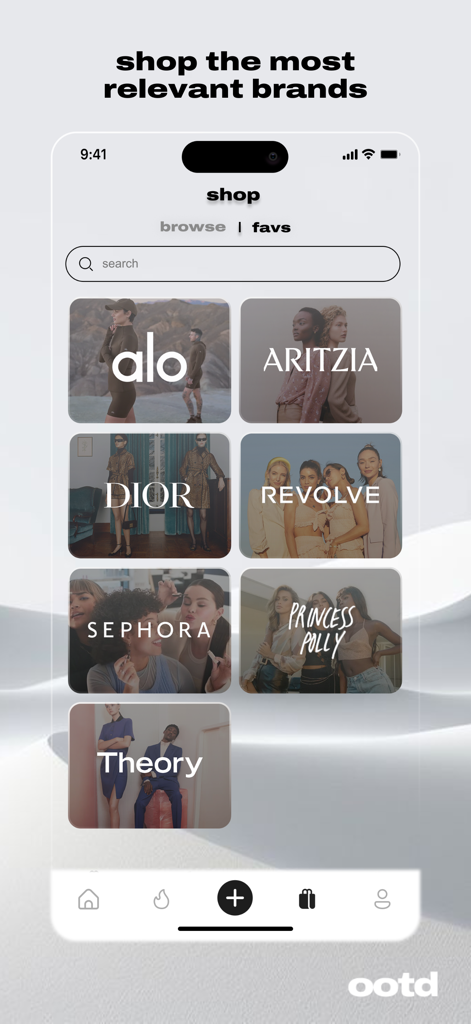 OOTD - Fashion - OOTD app shop interface showing top fashion brands
