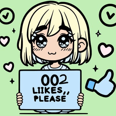 a girl with a sign saying 100 likes, please