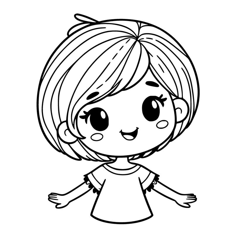 girl with very very short hair and happy
