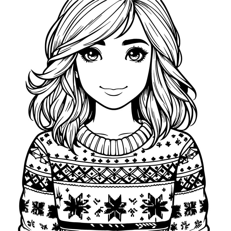 realistic girl with christmas jumper
