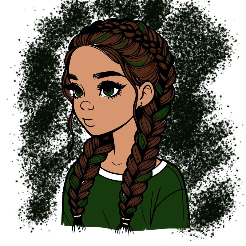 realistic girl with braids