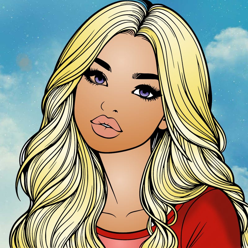 realistic girl with hair on her hair and lips