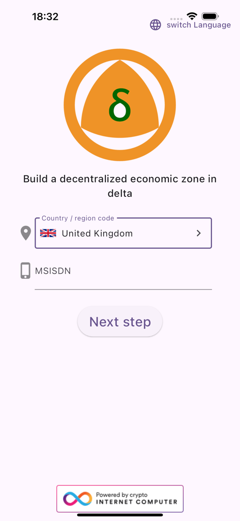Delta kim - Delta kim app login and registration screen with phone number input and delta logo