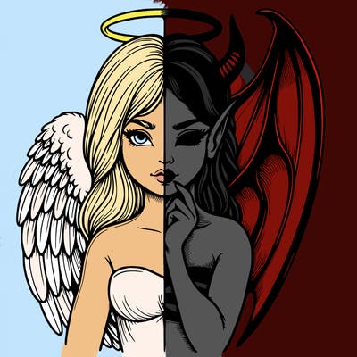 realistic angel half demon