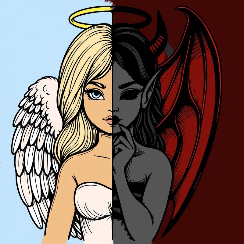 realistic angel half demon
