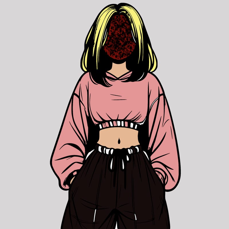 realistic girl faceless with baggy pants and a crop top