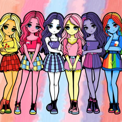 a group of girls realistic