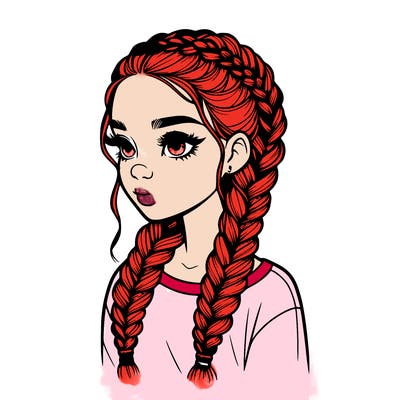 realistic girl with braids