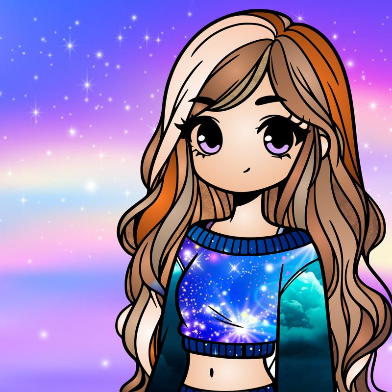 girl with long hair and a crop top with a sweater