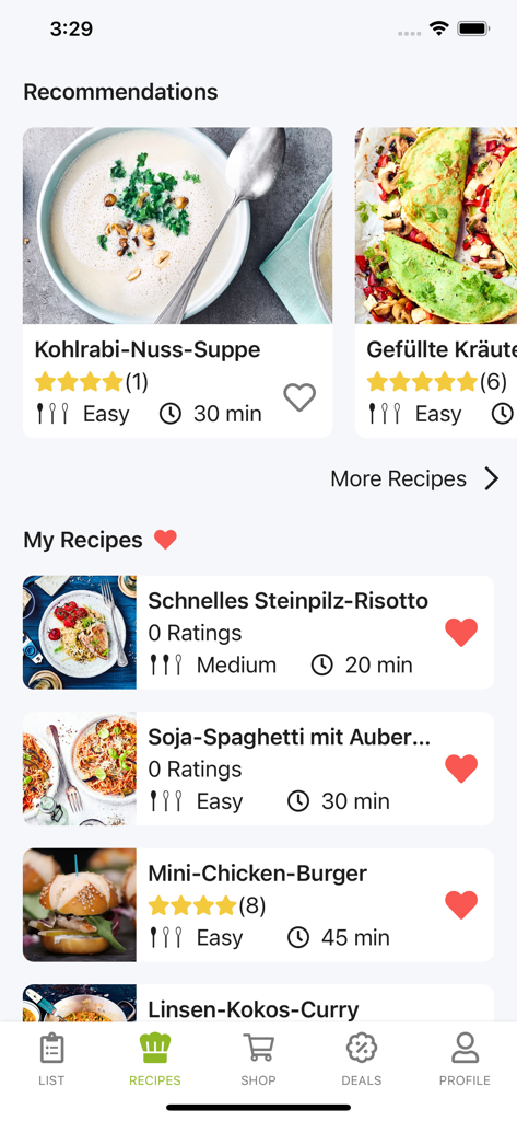 EASY Shopper - EASY Shopper app showing recipe recommendations and saved recipes