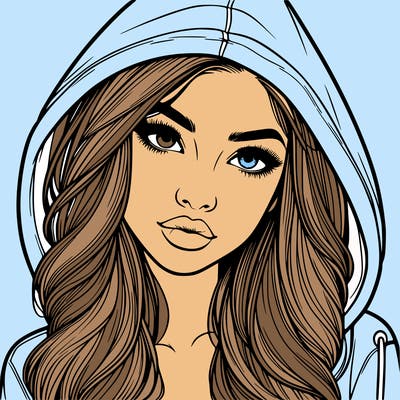 realistic beautiful girl with a hood on