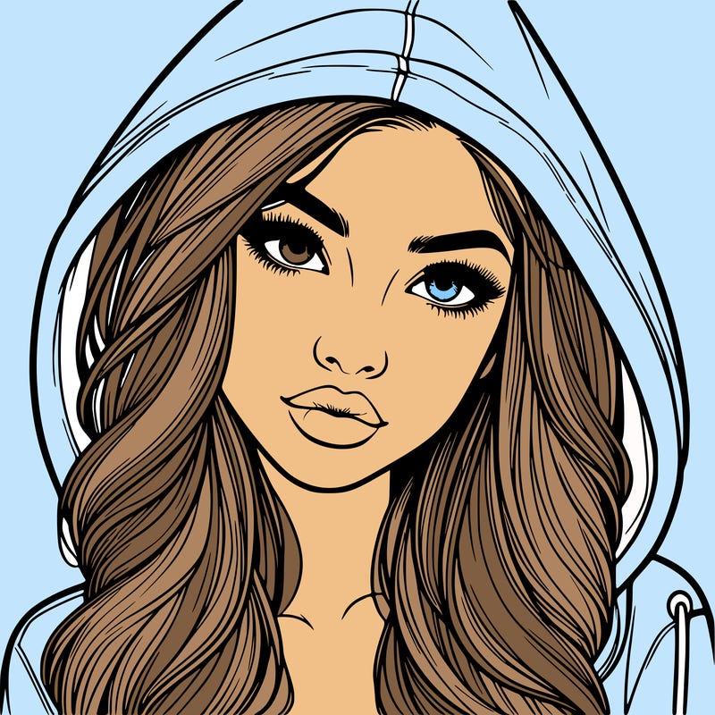 realistic beautiful girl with a hood on