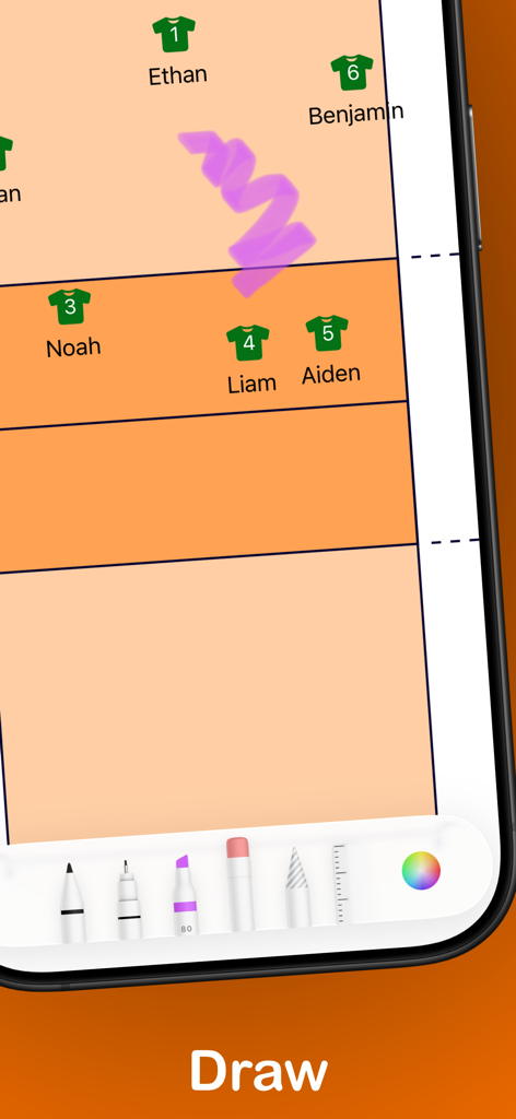 VolleyBoards - Digital volleyball tactics board with player icons and drawing tools for coaches.