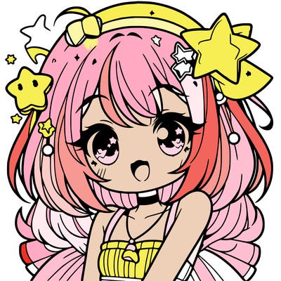 cute anime girl with star accessories