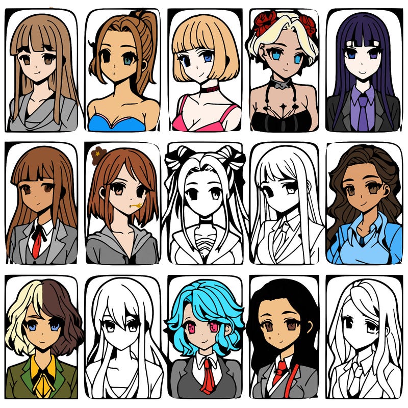 girls that look diffrent anime